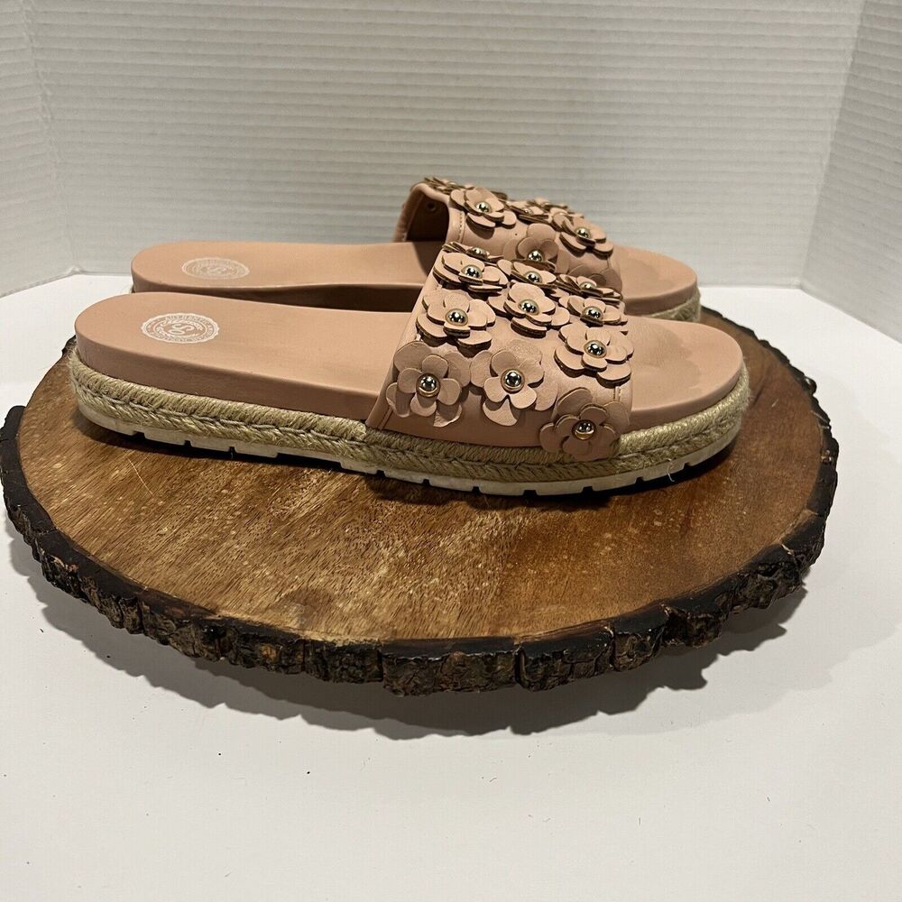 Women's Pink SO Pompane Blush Slide Sandals Floral Sz 8.5 - Picture 3 of 6
